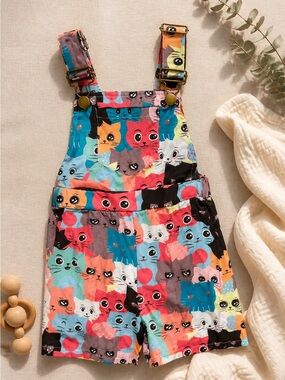 Purr-fectly Cute! The Cat’s Meow Toddler Cartoon Print Romper Jumpsuit